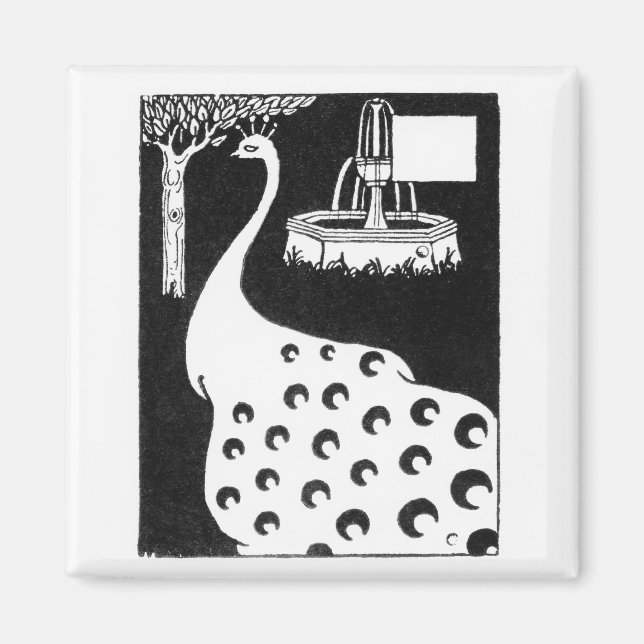 Peacock motif, från Le Morte d'Arthur (litho) Magnet (Framsidan)