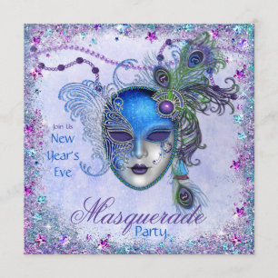 Peacock New Years MasqueraParty Inbjudningar