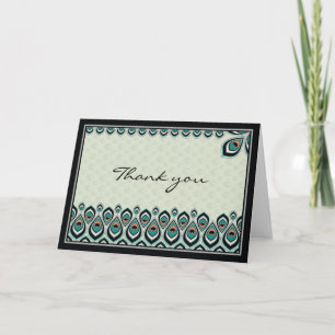 Peacock Nouveau - tack för ditt kort (svart)