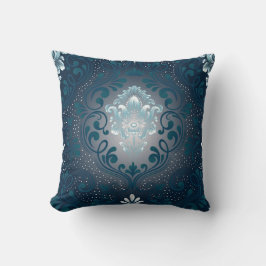 Peacock och Cyan Damask Square Pillow Kudde