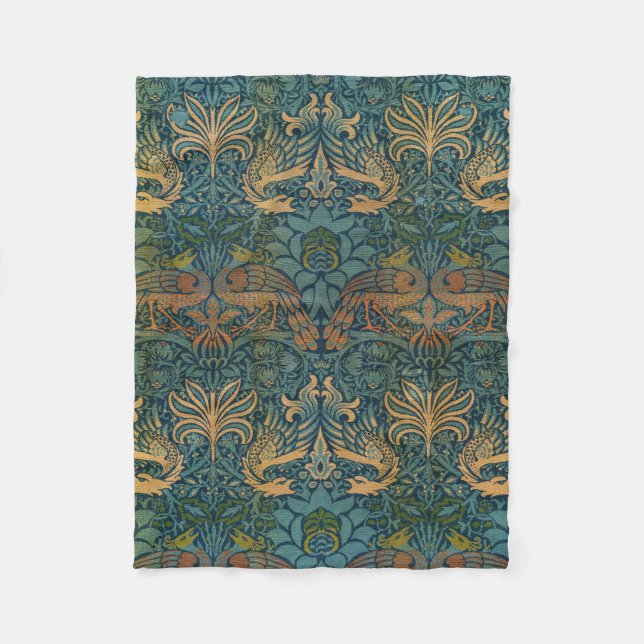 Peacock och Dragon, 1878 av William Morris Fleecefilt (Framsidan)