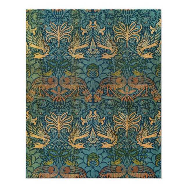 Peacock och Dragon, 1878 av William Morris Fototryck (Framsidan)