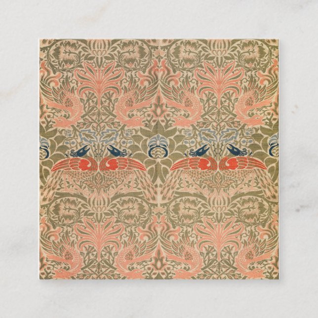 Peacock och Dragon (1878) av William Morris Fyrkantigt Visitkort (Framsida)