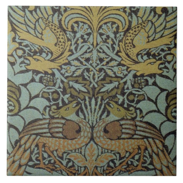 Peacock och Dragon (av William Morris) Kakelplatta (Framsidan)
