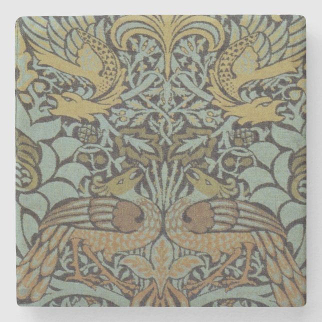 Peacock och Dragon (av William Morris) Stenunderlägg (Framsidan)