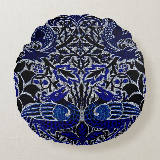 Peacock och Dragon Cushions Rund Kudde (Framsidan)