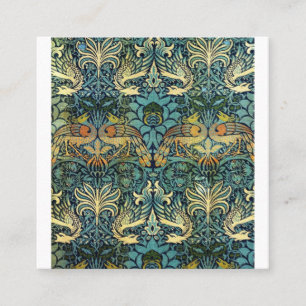 Peacock och Dragon William Morris Fyrkantigt Visitkort