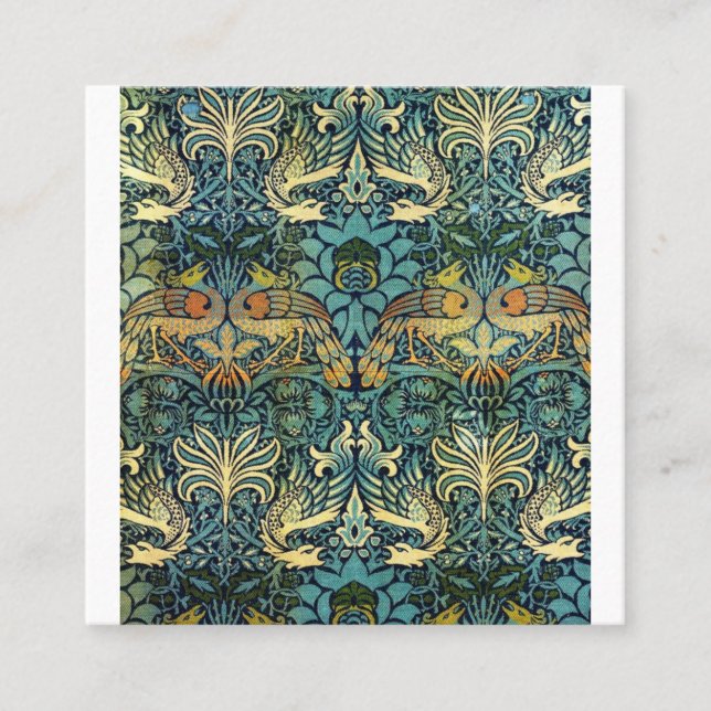 Peacock och Dragon William Morris Fyrkantigt Visitkort (Framsida)