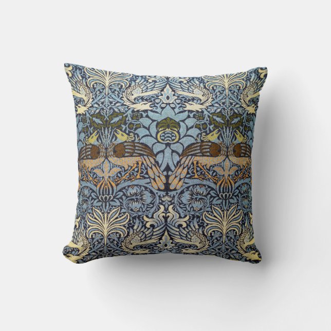 Peacock och Dragon, William Morris Kudde (Framsida)