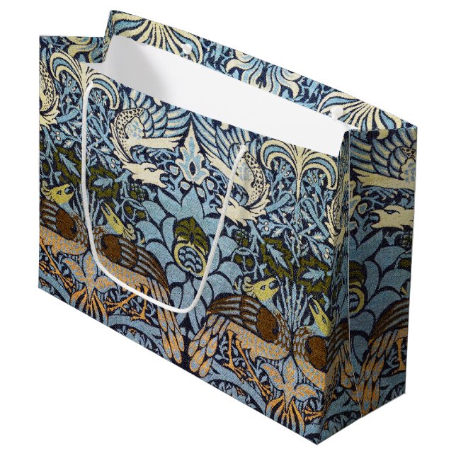 Peacock och Dragon, William Morris Large Gift Bag (Framsidan Vinklad)