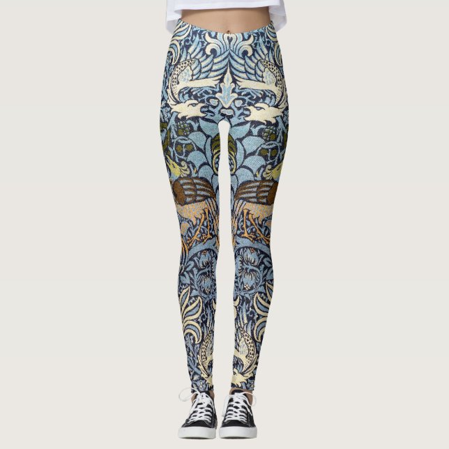 Peacock och Dragon, William Morris Leggings (Framsida)