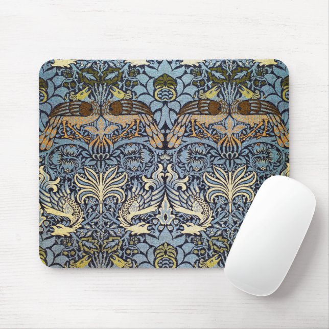 Peacock och Dragon, William Morris Musmatta (Med mus)