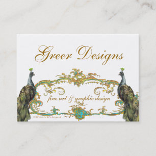 Peacock och Guld Business/Profile/Save Date Visitkort