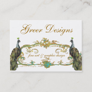 Peacock och Guld Business/Profile/Save Date Visitkort