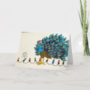 Peacock och Ljus Helgkort