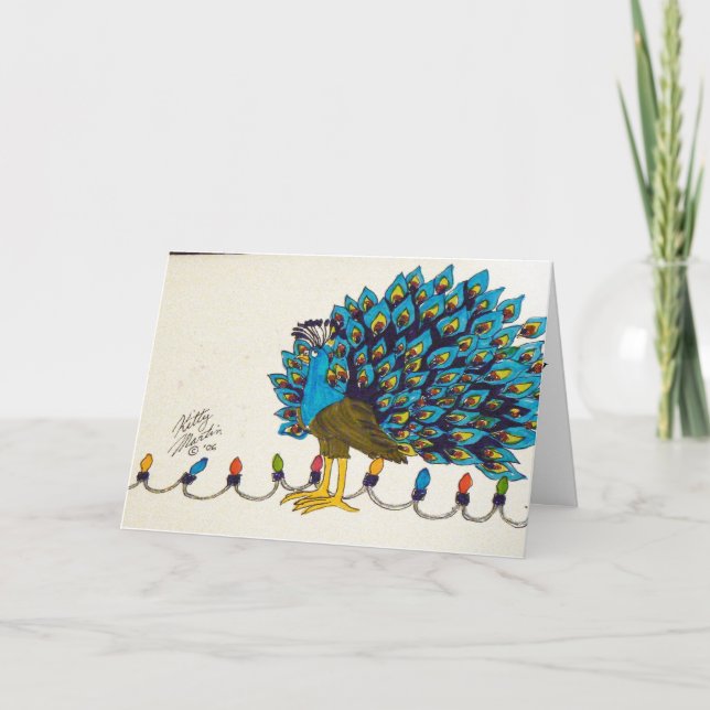 Peacock och Ljus Helgkort (Framsida)