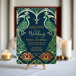 Peacock och Lotus Bröllop Elegant Deco Regal Blue