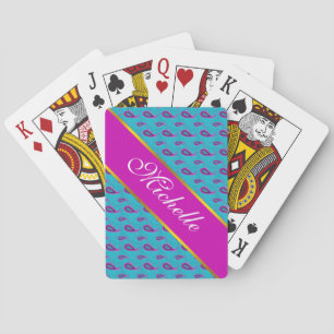 Peacock och Magenta Paisley Mönster Casinokort