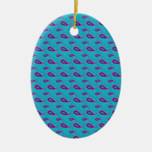Peacock och Magenta Paisley Mönster Julgransprydnad Keramik