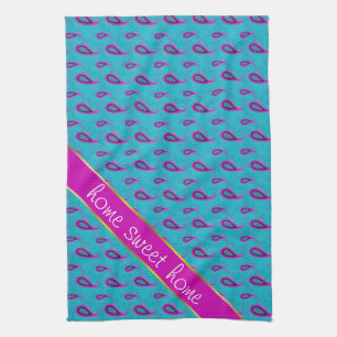 Peacock och Magenta Paisley Mönster Kökshandduk