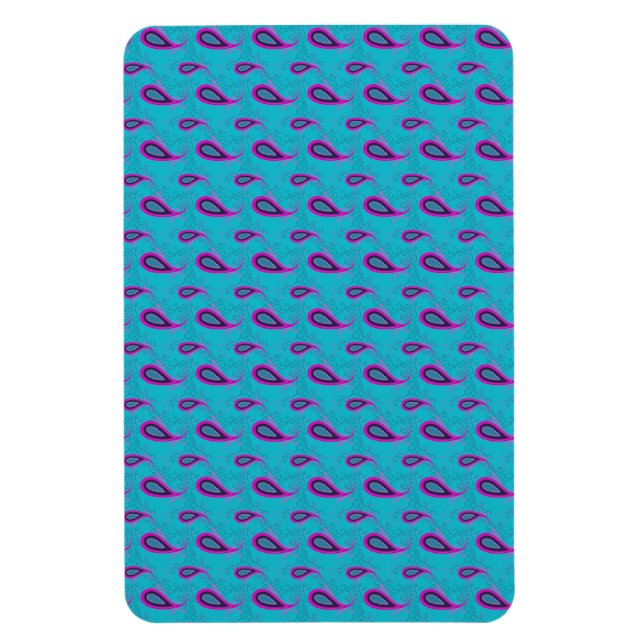 Peacock och Magenta Paisley Mönster Magnet (Vertikal)
