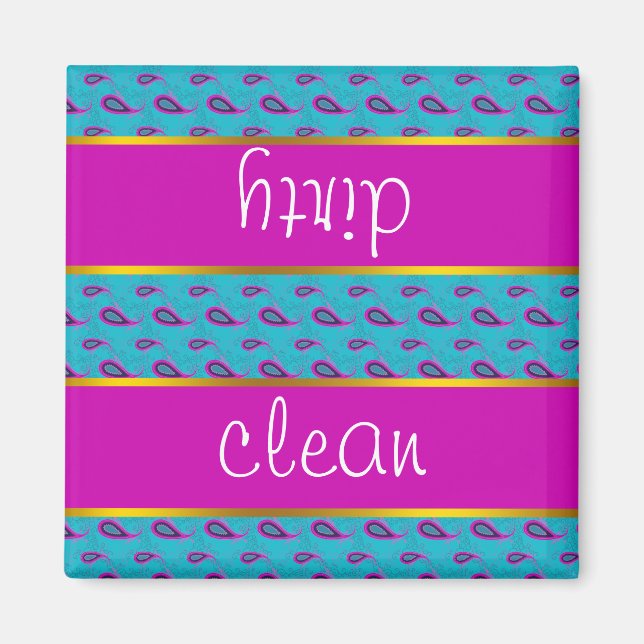 Peacock och Magenta Paisley Mönster Magnet (Framsidan)