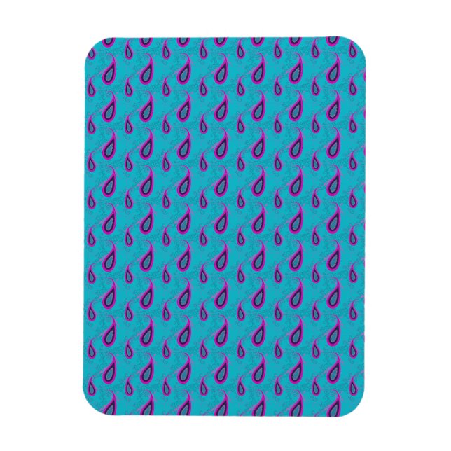 Peacock och Magenta Paisley Mönster Magnet (Vertikal)