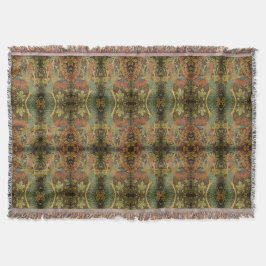 Peacock och oakleaf blommigt Victorian jacquard  Filt