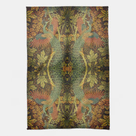 Peacock och oakleaf blommigt Victorian jacquard Kökshandduk