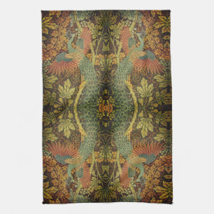 Peacock och oakleaf-blommigt Victorian jacquard Kökshandduk