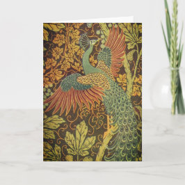Peacock och oakleaf-blommigt Victorian jacquard Kort