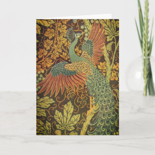 Peacock och oakleaf-blommigt Victorian jacquard Kort