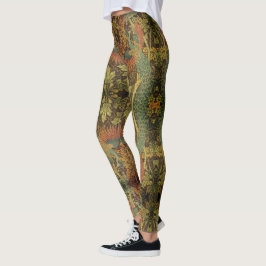 Peacock och oakleaf blommigt Victorian jacquard Leggings