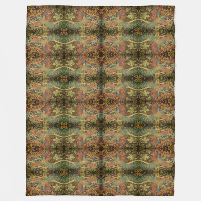 Peacock och oakleaf blommigt Victorian jacquard Th Fleecefilt (Framsidan)