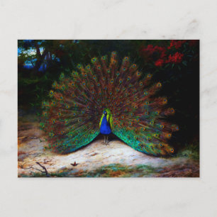 Peacock och Peacock Butterfly Vykort