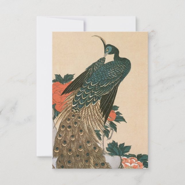 Peacock och Peonies av Hiroshige Bröllop OSA Kort (Framsida)