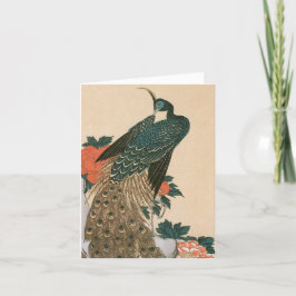 Peacock och Peonies av Hiroshige Bröllop Tack Kort