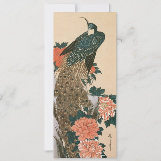 Peacock och Peonies by Hiroshige, Japansk konst (Framsida)