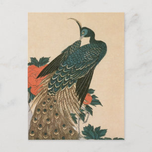 Peacock och Peonies by Hiroshige, Japansk konst Vykort