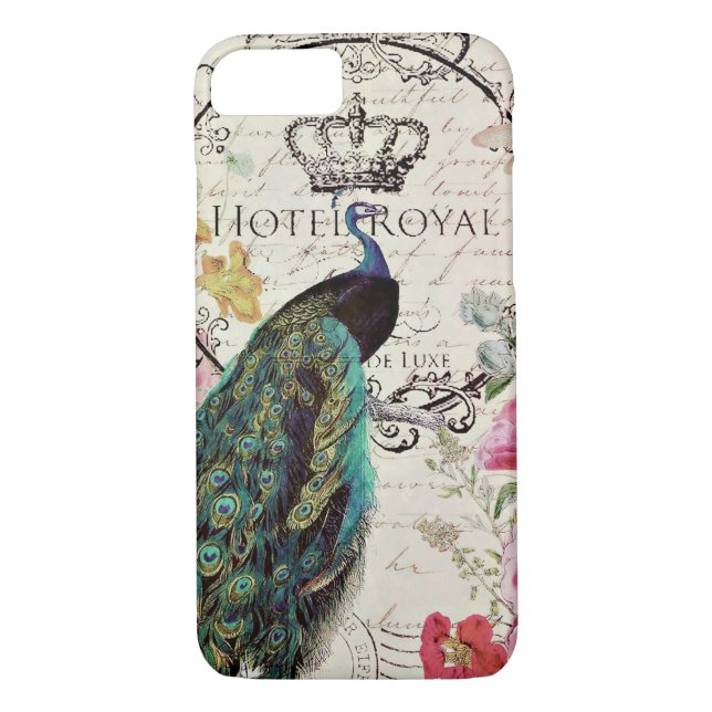 Peacock och vår blommor Case-Mate iPhone skal (Baksida)