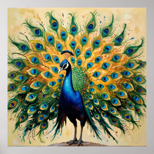 Peacock of Gömt artiklarna - Indian FolArt Fusion Poster