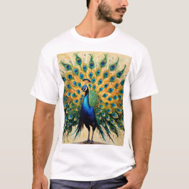 Peacock of Gömt artiklarna - Indian FolArt Fusion T Shirt