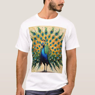 Peacock of Gömt artiklarna - Indian FolArt Fusion T Shirt