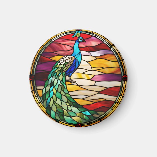 Peacock on Pink Magnet (Framsidan)