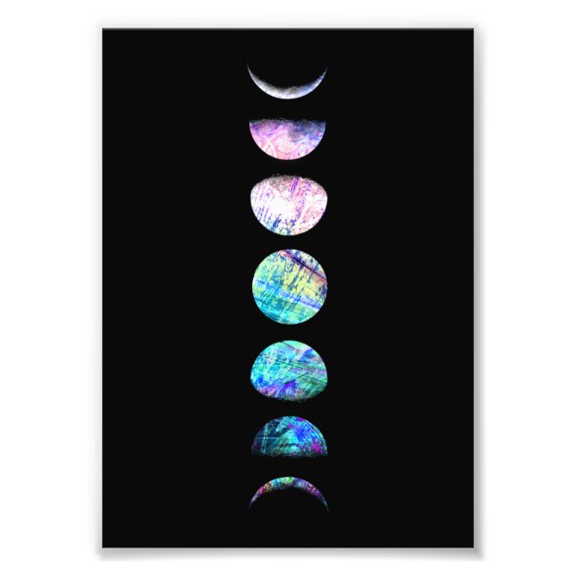 Peacock Opal Moon Phases Art Print Fototryck (Framsidan)