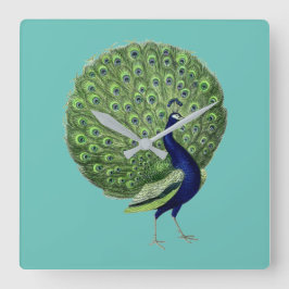 Peacock Open Fläkt Fyrkantig Klocka