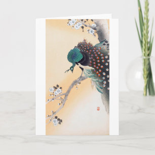 Peacock på en Cherry Blommar Träd, Ohara Koson Kort