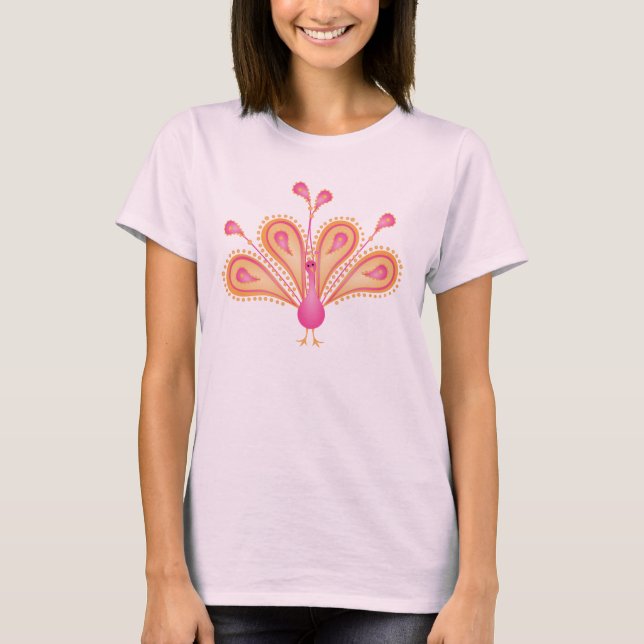 Peacock på en DIfferent Färg T Shirt (Framsida)