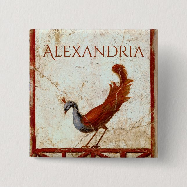 Peacock på Fresco Ancient Roman Antique Painting Knapp (Framsida)