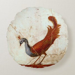 Peacock på Fresco Ancient Roman Antique Painting Rund Kudde